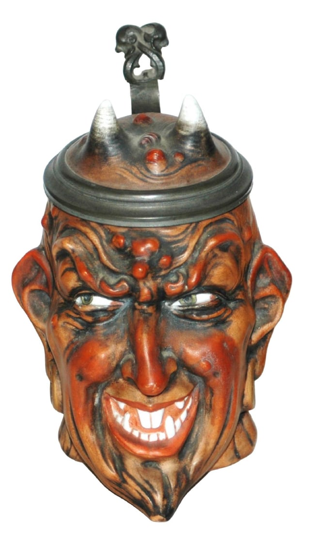Bohne Satan Devil Head Character Stein Horns Inlay (1 of 4)