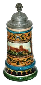 Heidelberg Castle Music Box Base Majolica Stein
