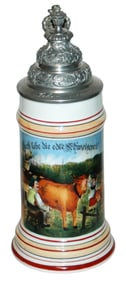 Occupational Dairy Farmer Man Milks Cow Stein
