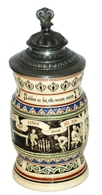 Detailed Scenes of Bowlers Relief Stein