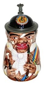 Black Dueling Student Majolica Character Stein