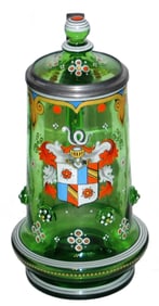 Egermann Heraldic Shield & Floral Glass Stein
