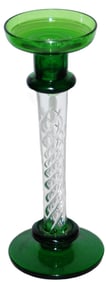PAIR of Glass Candlesticks w Internal Tist Stems