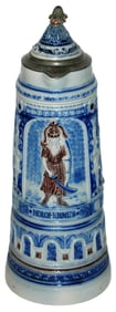 3L Warriors Stoneware Relief Stein w Inlay Lid