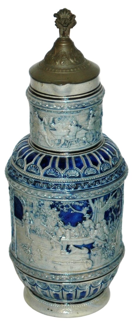 3L Drinking Landsknecht Scene Stoneware Stein (1 of 4)