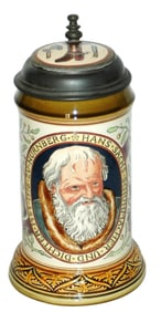 Mettlach Shoemaker Occupational Stein w Portrait