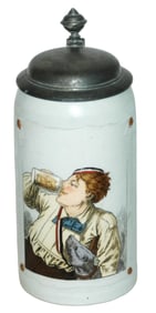 1L Mettlach Dueling Fraternal Student Drinks Stein