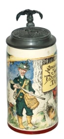 Mettlach Schlitt Hunter w Animals Stein