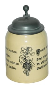 Mettlach Stein Hops & Floral w two Long Verses