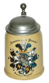 Mettlach Dueling Fraternal Student Shield Stein