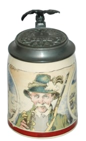 Mettlach Schlitt Hunter Shooting Side Scene Stein