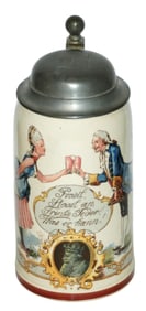 Mettlach Couple in Early Dress Toasting Stein
