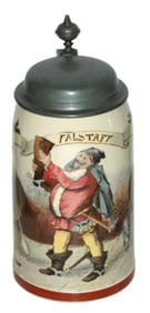 Mettlach Falstaff Holds Drinking Boot Stein