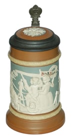 Mettlach Goats pull Barrel w Children Stein