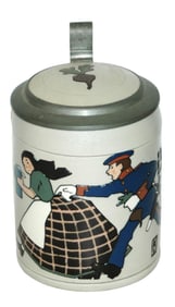 Mettlach Hohlwein Soldier Chasing Woman Stein