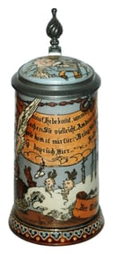 Mettlach Schlitt Angel Serves Man Stein w Verse