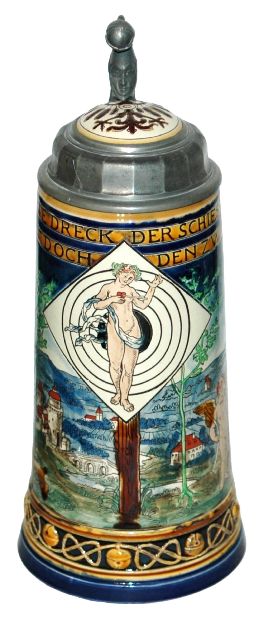 Mettlach Venus Target Stein w Eagle Inlay Lid (1 of 5)