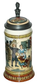 Mettlach Group Watch Jester Entertainment Stein