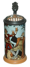 Mettlach Man & Mandolin Musician Toasting Stein