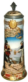 4L  Mettlach Schlitt Crusaders Stein w Music Box