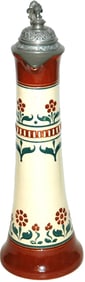 14" Floral Design Art Deco Impressed Stein