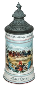 Regimental Feld Art Horse Head Thumblift Stein