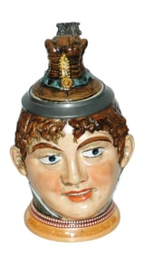 Diesinger Woman Character Stein w Hairdo Inlay Lid