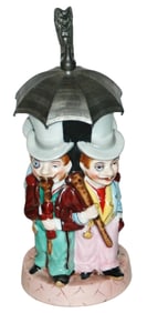 Four Men Under Umbrella Character Stein w Litho