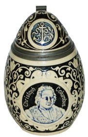 Columbus & Globe &  Ship on Egg Character Stein