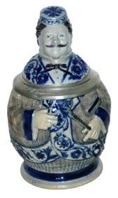 Fraternal Student w Pipe Stoneware Character Stein