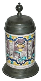 1L Berlin Faience Stein dated 1793 Floral Panels