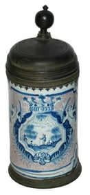 1L Berlin Faience c.1740 Man in Panel Below Crown