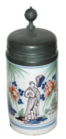 1L Erfurt Faience Stein c1780 Asian Man w Fan