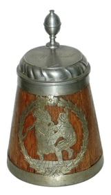 Daubenkrug Dancing Couple Inlay Pewter Wood Stein