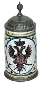 1L Crailshem Faience c1780 Double Head Eagle Stein