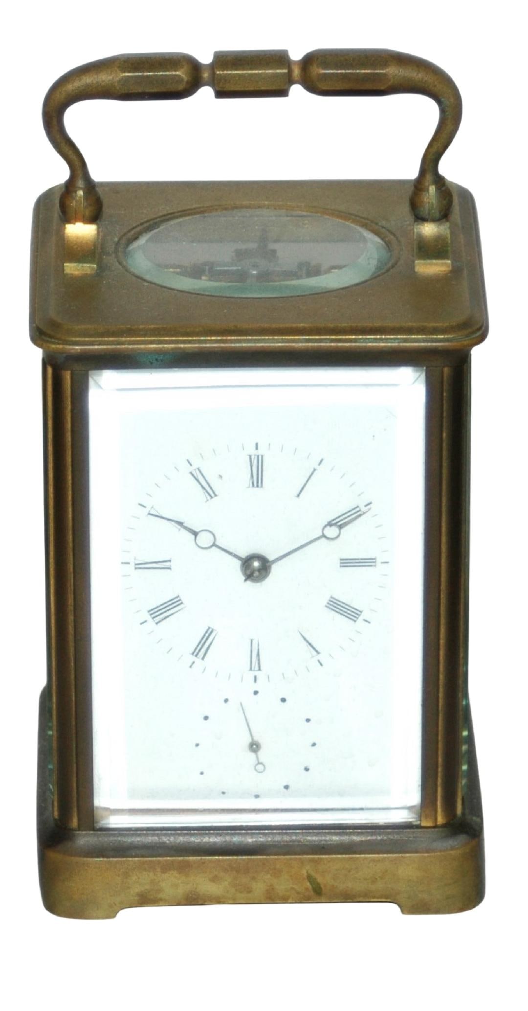 Brass and Glass Travel Alarm Clock 6.5" x 3.25" (1 of 4)
