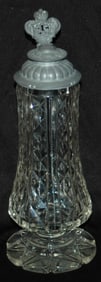 Detailed Faceted Blown Glass Stein w Fancy Lid