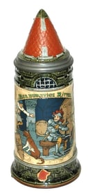 1LMettalch Thirsty Knight Stein wConical Lid Inlay