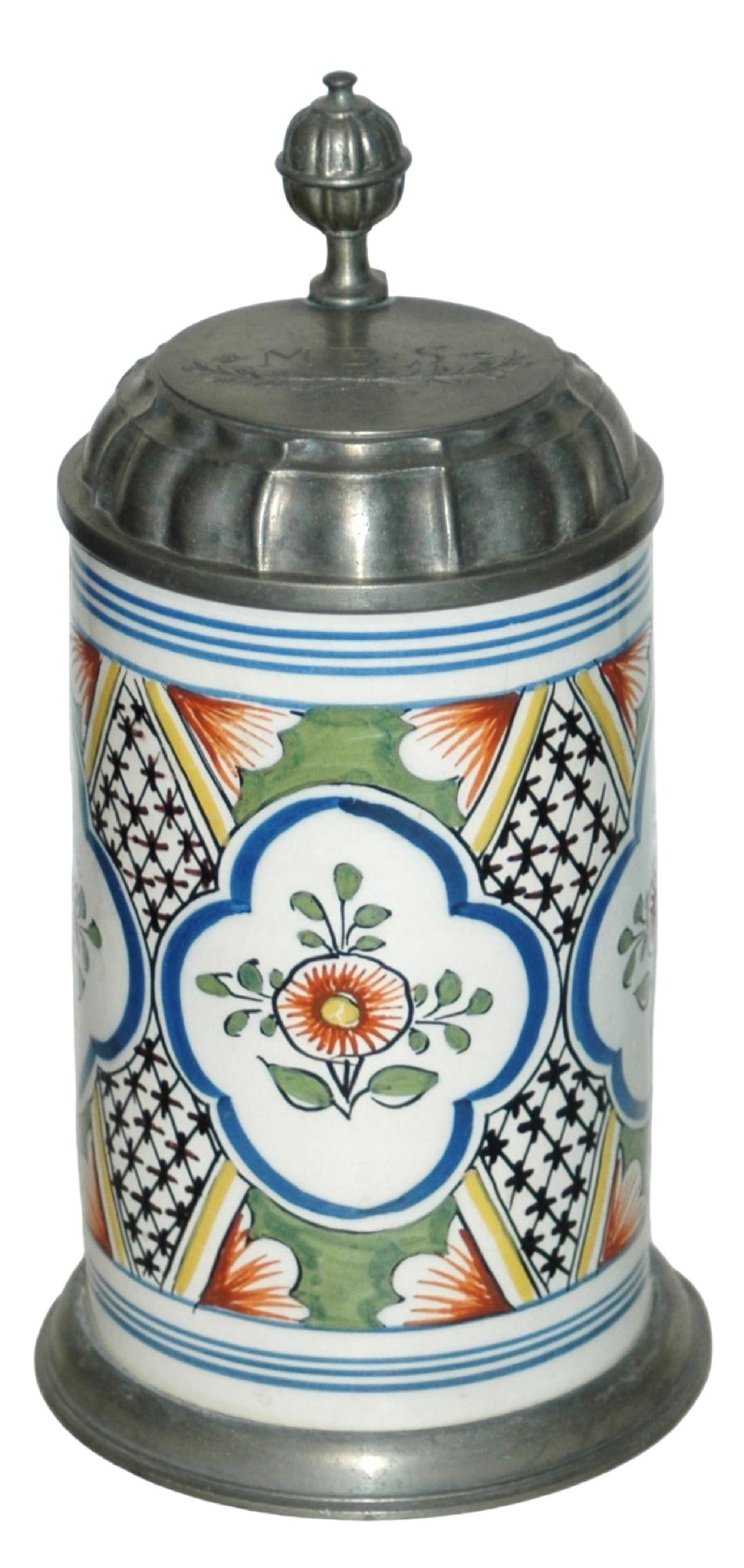 1L Thuringen Faience Stein c1780 Floral Design (1 of 4)