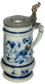 1L Dwarfs w Steins Whites Utica Stoneware Stein