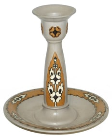 Mettlach Art Nouveau Etched Candlestick