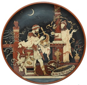 PAIR of Mettlach Grecian Scene Schlitt Plaques
