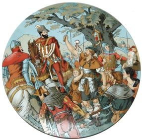 Mettlach William Tell & Son Etched Plaque