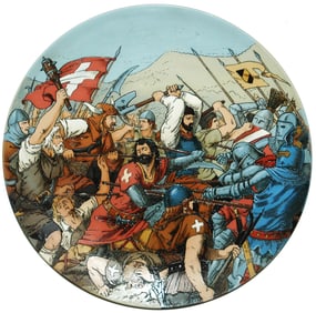 Mettlach Detailed Battle Scene Etched Plaque
