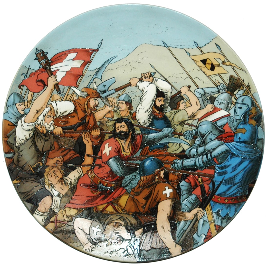 Mettlach Detailed Battle Scene Etched Plaque (1 of 1)