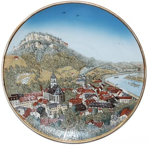 Mettlach Konigstein River Scene 17" Plaque