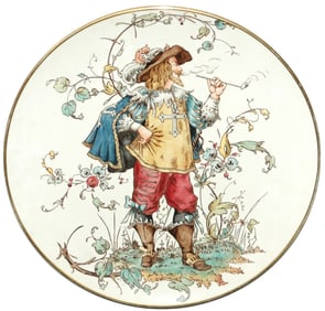 Mettlach Landsknecht Smoking a pipe 17" Plaque