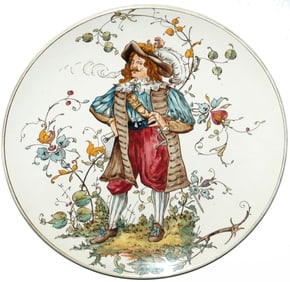 Mettlach Landsknecht standing with Pipe 17" Plaque