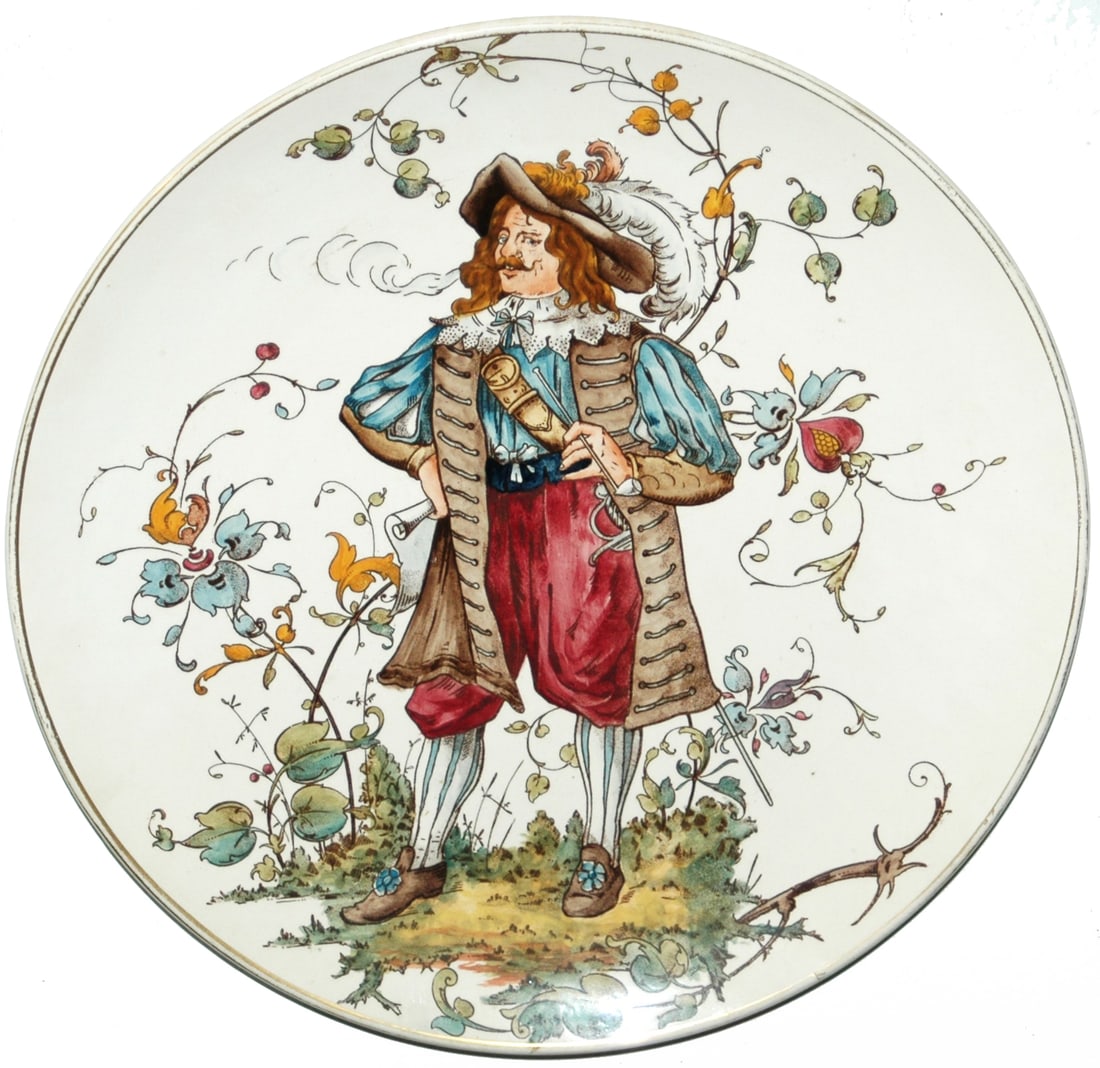 Mettlach Landsknecht standing with Pipe 17" Plaque (1 of 1)