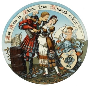 Mettlach Landsknecht w Barmaid & Cupid Plaque